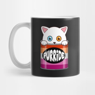 Funny White Cat Lesbian Pride Mug